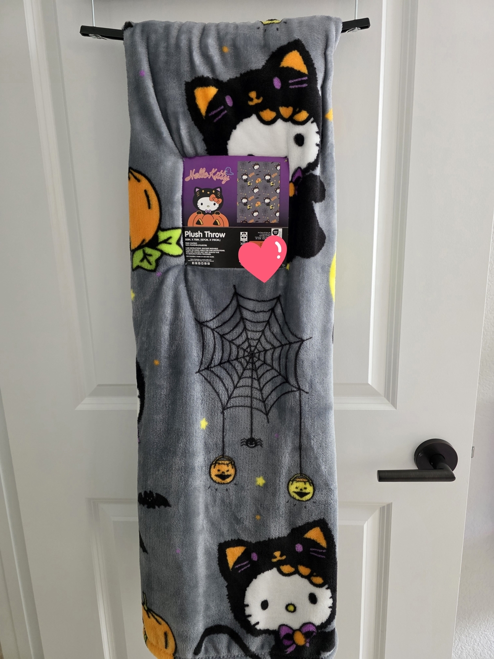 NWT Hello Kitty Black Cat Halloween Plush Throw